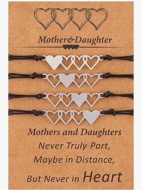 Mother Bracelets Set for 2/3/4 Matching Heart Wish Bracelets